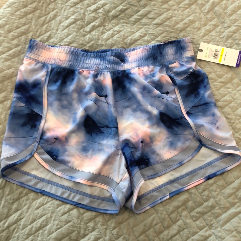GAIAM Blue and Pink Tie-Dye Athletic Shorts